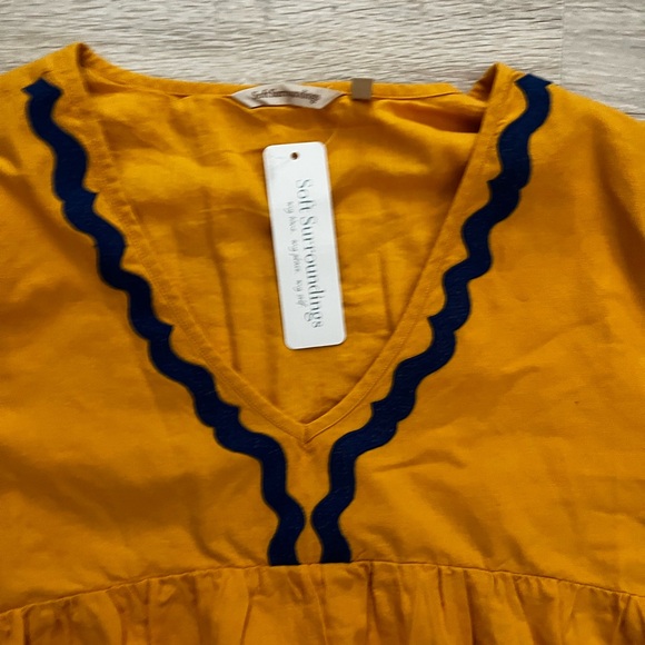 NWT Soft Surroundings Women’s  Petra dress Yellow and Blue Embroidered Dress L - Picture 5 of 8